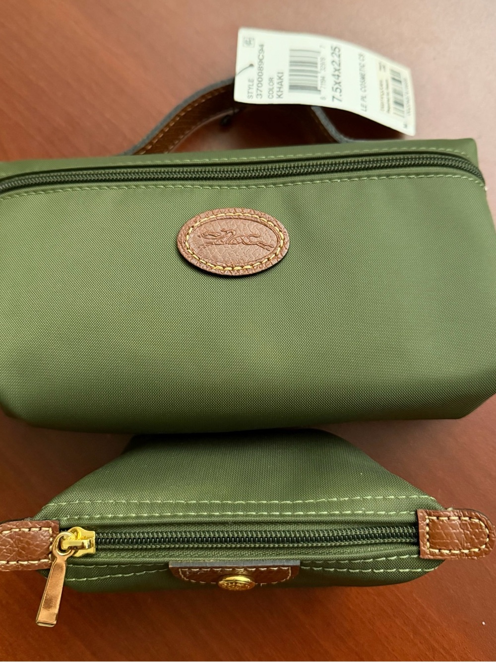 Longchamp khaki Cosmetic Pouch with coin pouch